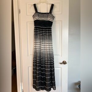 BCBGMaxAzria Black and White Striped Maxi Dress